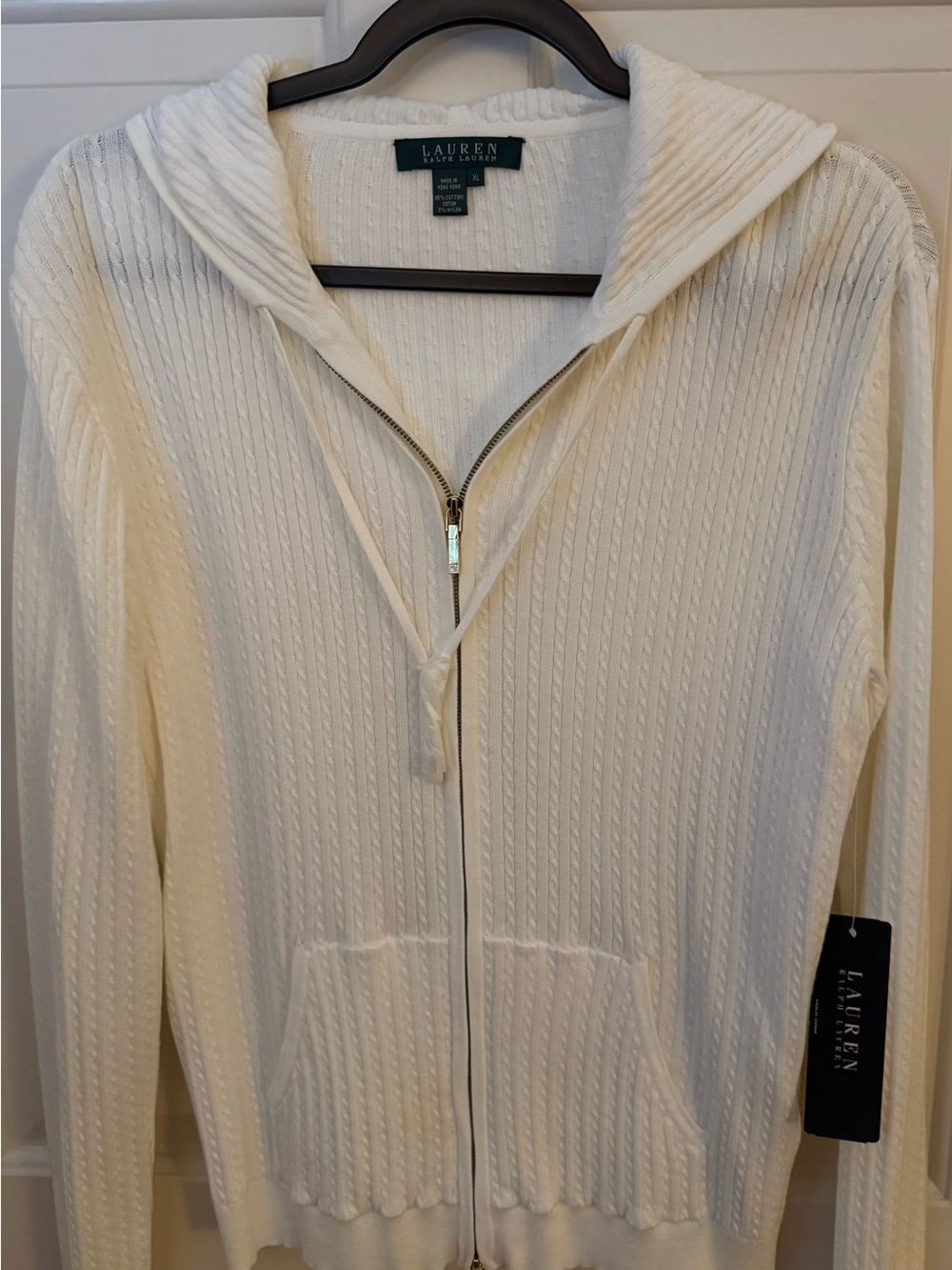 Lauren Ralph Lauren Hoodie Sweater 98% Cotton Cable-Knit Size XL **NWT**